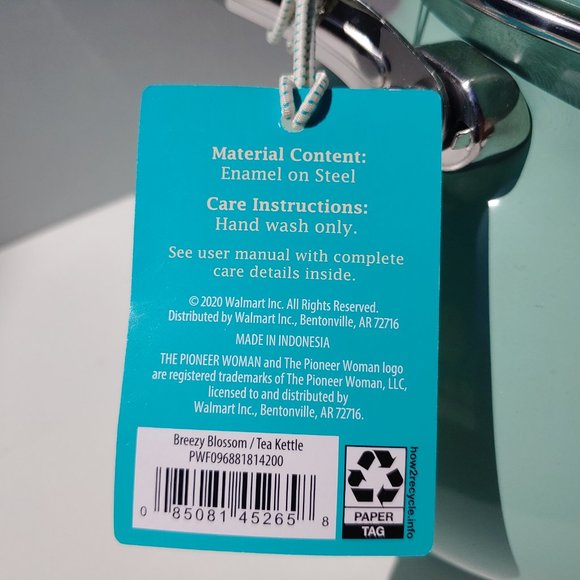 The Pioneer Woman Breezy Blossom Enamel On Steel 1.9-Quart Tea Kettle (FLAW) - Picture 7 of 16